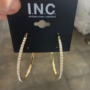 I.N.C. International Concepts Large Pavé Medium Hoop Earrings , 2" - NEW